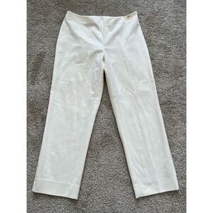 St. John Yellow Label Cropped Pants Straight Leg Cotton Blend Off-White Size 4